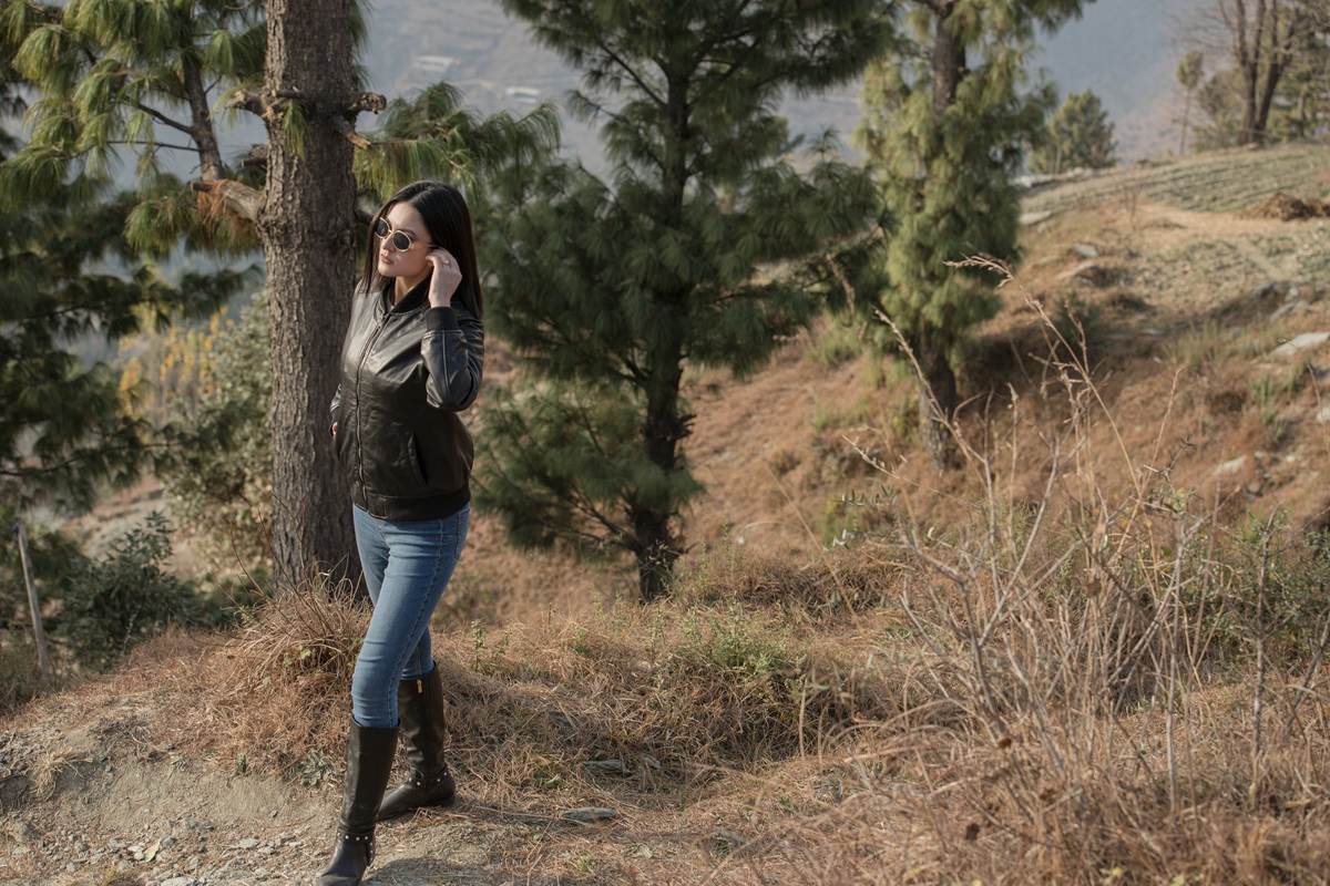 Reese Black Leather Bomber Jacket